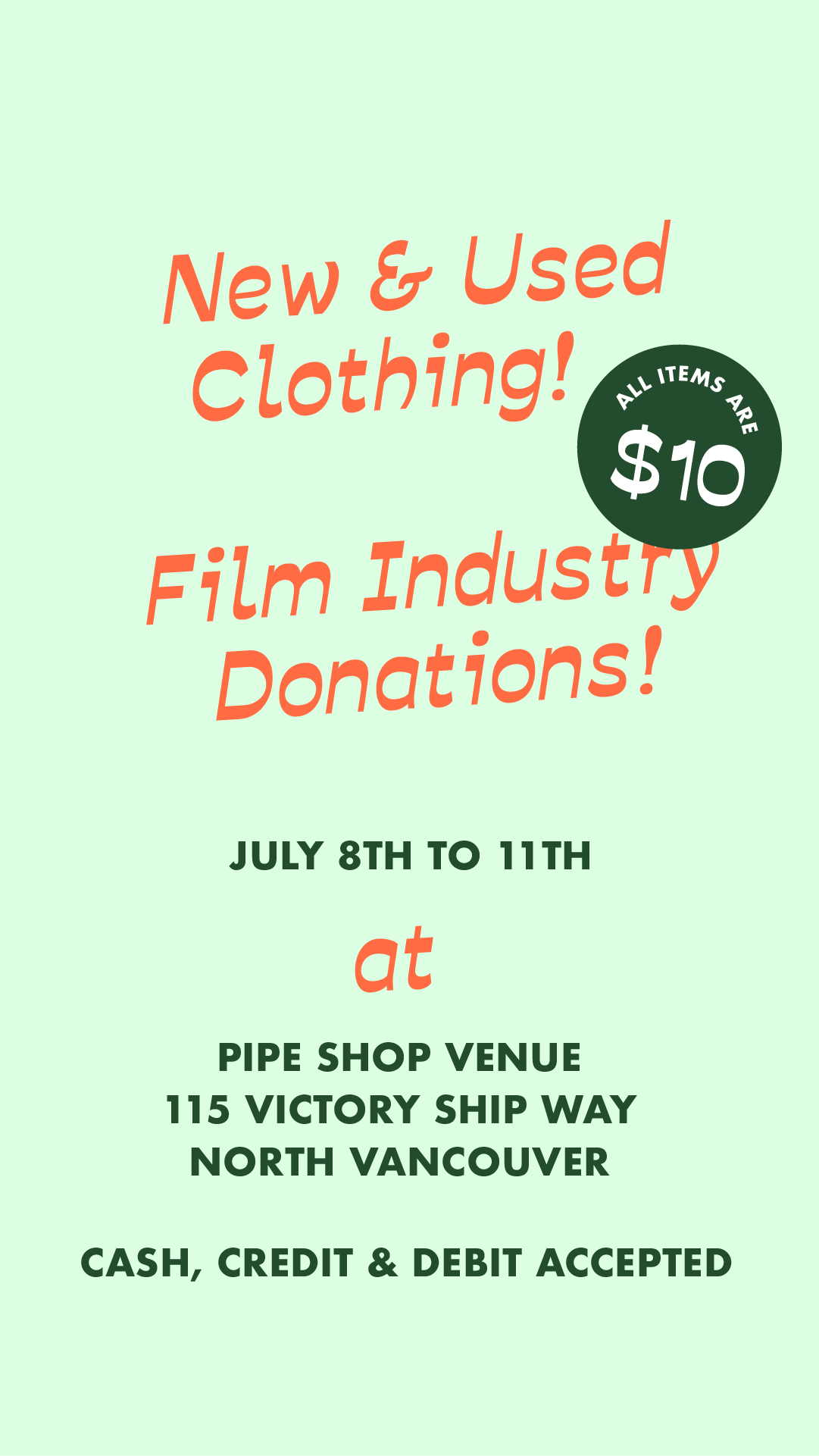 Pop-up Clothing Sale: July 8-11 - Harvest Project